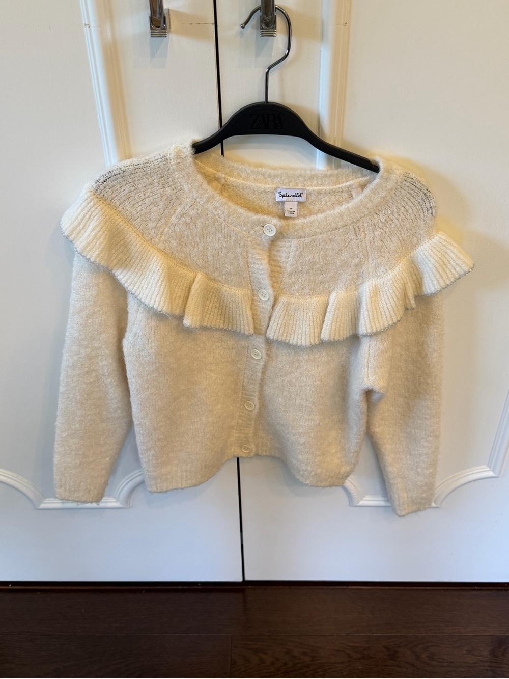 Splendid Cream Ruffle Yoke Button-Front Sweater size 10